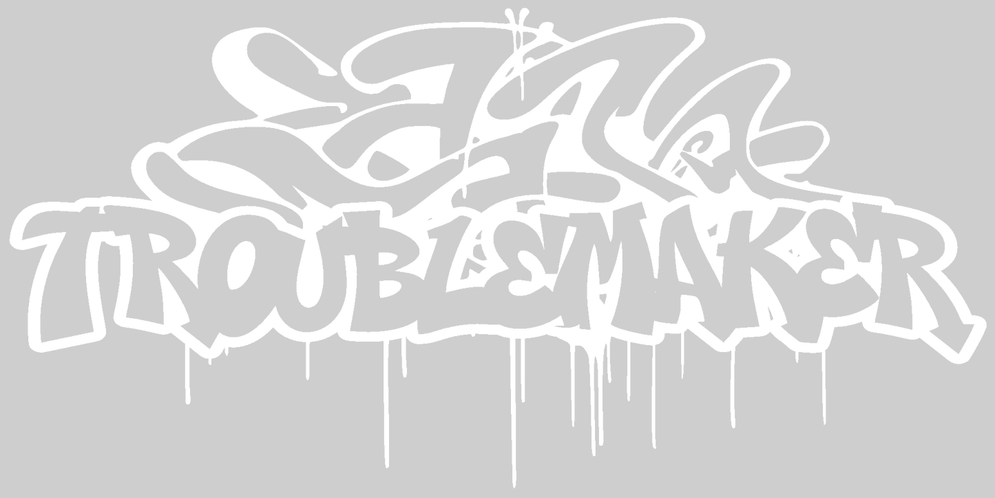 Troublemaker in graffiti style car banner decal