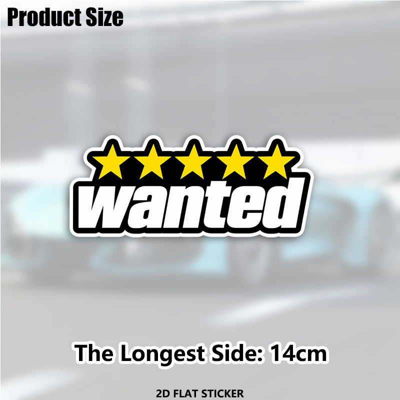 Wanted Five Star Car Sticker