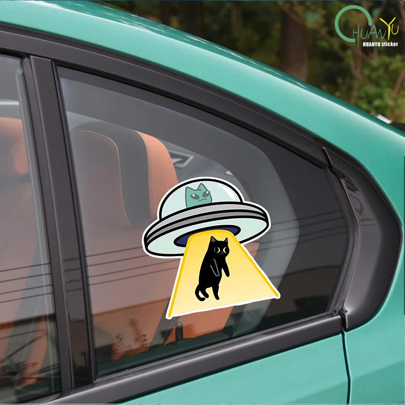 2x Cat UFO Creative Stickers