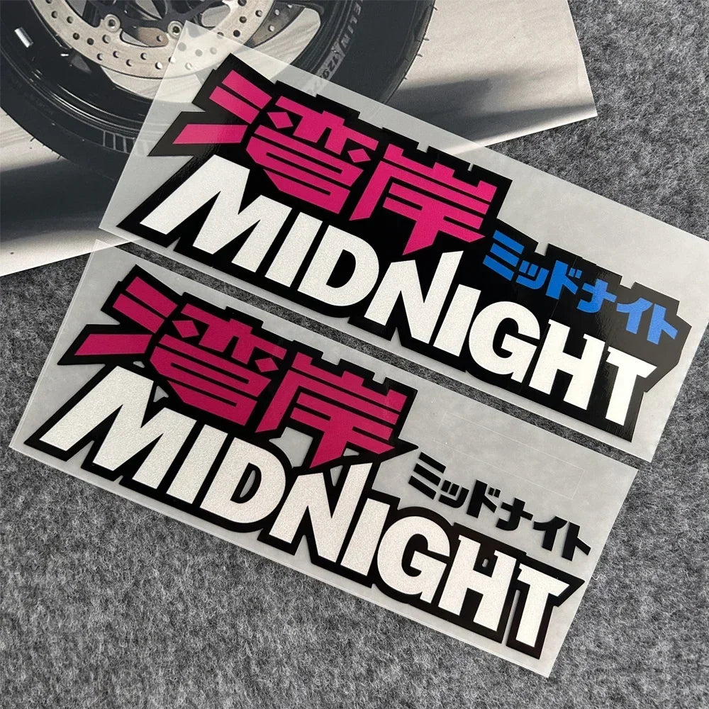 Car Decals Japanese Midnight Reflective Stickers Motorcycle Motorbike Scooter Auto Body Window Bumper Windshield Glass Decals