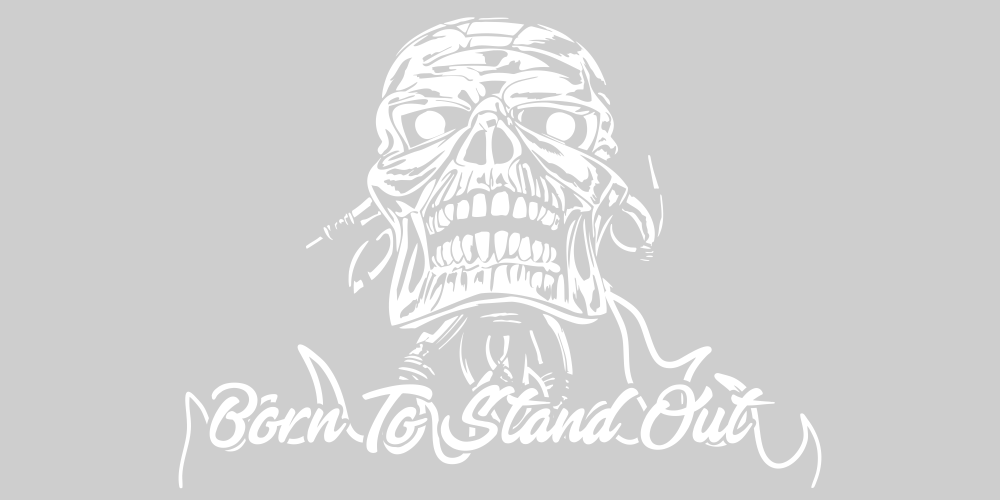 Autocollant de pare-brise arrière avec tête de mort Born To Stand Out