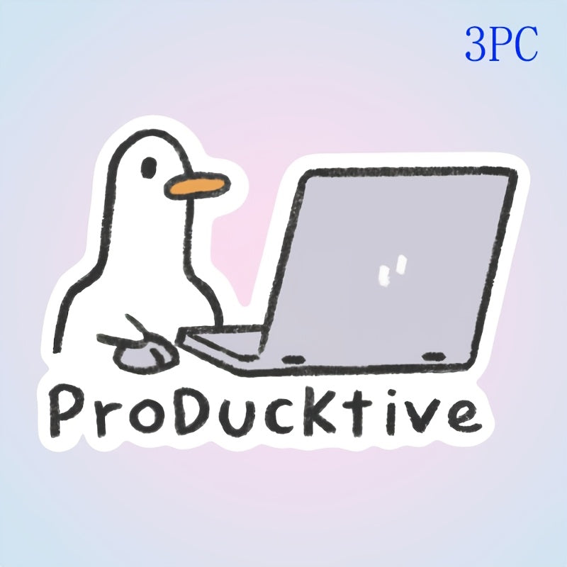 Producktive Productive Duck Laptop Sticker - Cute Duck with Laptop Design, Glossy End, Easy Application & Residue-Free Removal, for Macbook, PC, Notebook, Office Desk Decoration - Funny Workspace Decor for Productivity Boost, Notebook Accessory