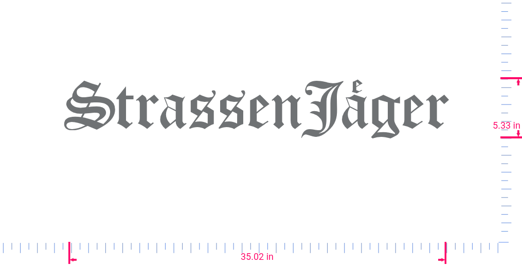 Text StrassenJäger Vinyl-Schriftzug-Aufkleber / 5,33 x 35,02 Zoll / Silbergrau /