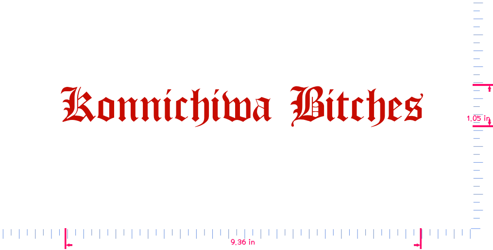 Text Konnichiwa Bitches Vinyl custom lettering decall/1.05 x 9.36 in/ Red /