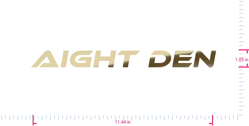 Text AIGHT DEN Vinyl custom lettering decall/1.05 x 11.44 in/ Gold Chrome /