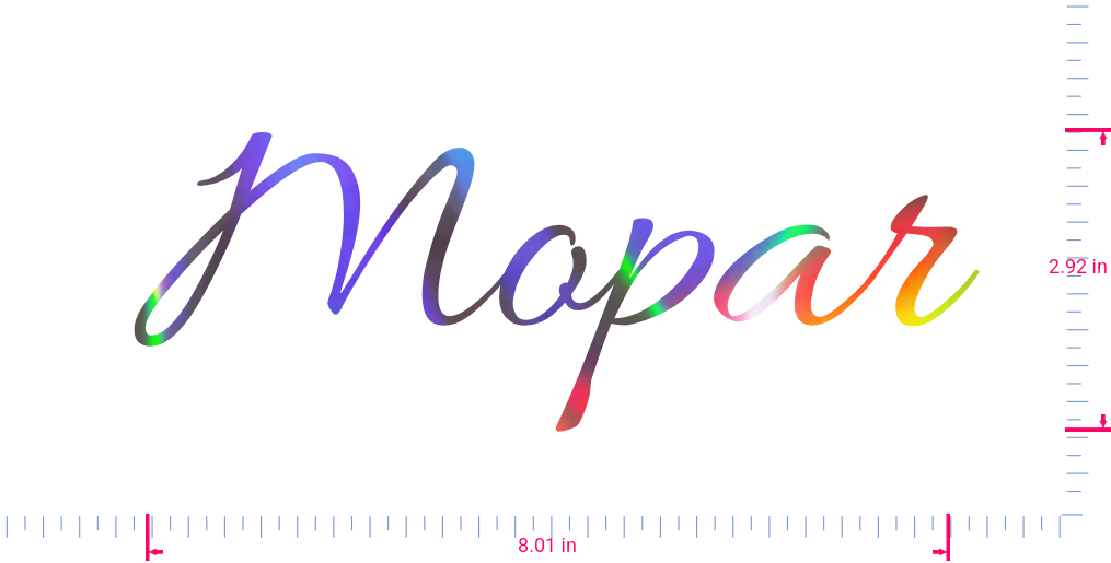 Text Mopar Vinyl custom lettering decall/2.92 x 8.01 in/ OilSlick Chrome /