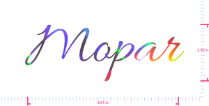 Text Mopar Vinyl custom lettering decall/2.92 x 8.01 in/ OilSlick Chrome /