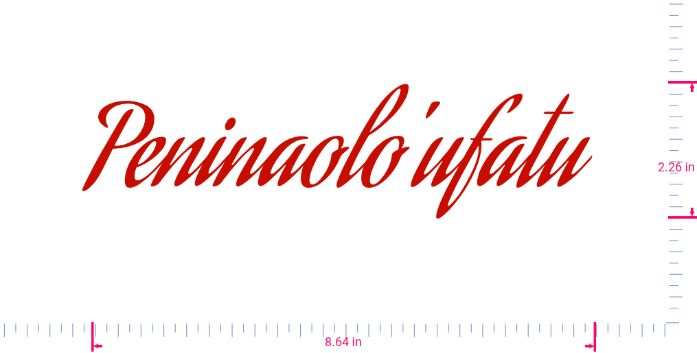 Text Peninaolo'ufatu  Vinyl custom lettering decall/2.26 x 8.64 in/ Red /