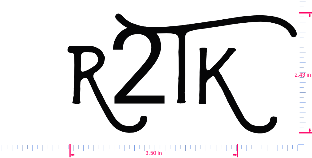 Text R2TK Vinyl custom lettering decall/2.43 x 3.50 in/ Black /
