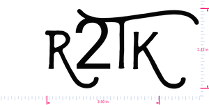 Text R2TK Vinyl custom lettering decall/2.43 x 3.50 in/ Black /