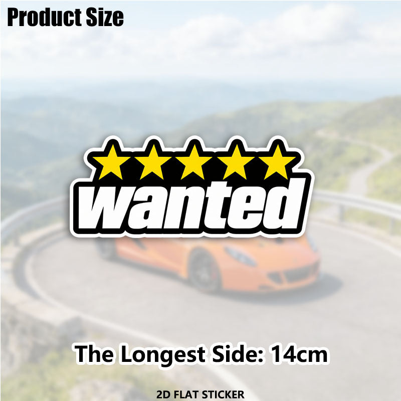 Wanted Five Star Car Sticker
