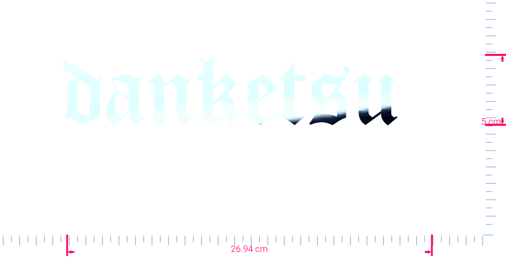 Text Danketsu Vinyl-Aufkleber mit individuellem Schriftzug/5 x 26,94 cm/Spiegelchrom/
