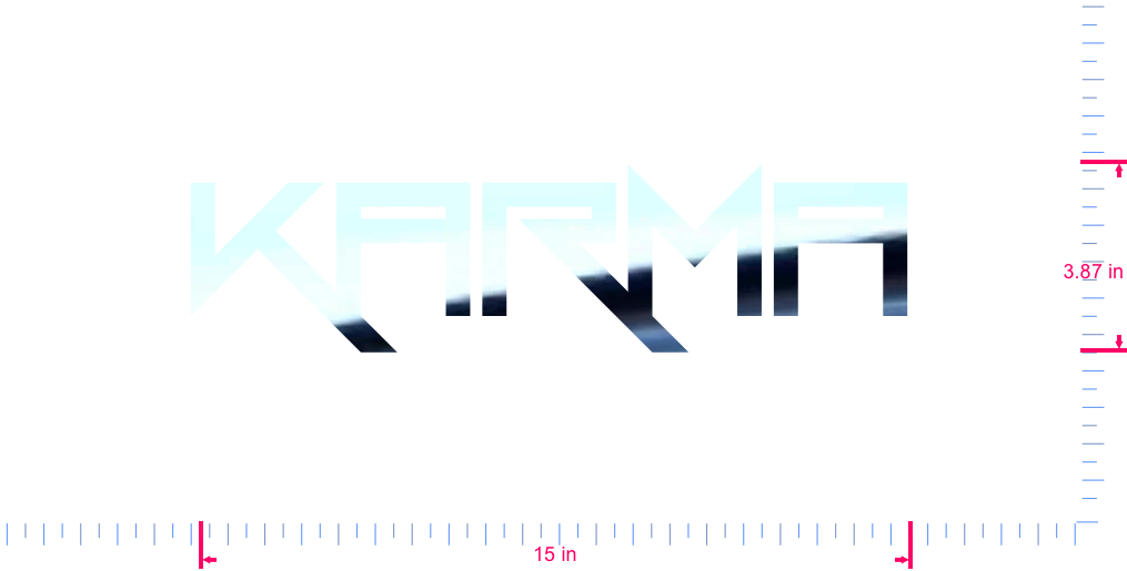 Text Karma Vinyl-Aufkleber mit individuellem Schriftzug/3,87 x 15 Zoll/ Spiegelchrom /