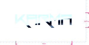 Text Karma Vinyl custom lettering decall/3.87 x 15 in/ Mirror Chrome /