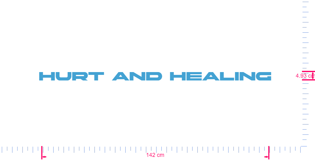 Text Hurt and Healing Vinyl-Schriftzug-Aufkleber/4,93 x 142 cm/ Eisblau/