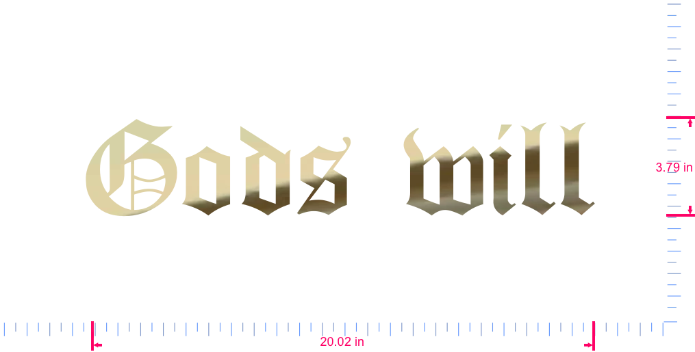 Text Gods will Vinyl custom lettering decall/3.79 x 20.02 in/ Gold Chrome /