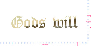 Text Gods will Vinyl custom lettering decall/3.79 x 20.02 in/ Gold Chrome /