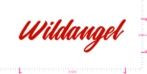Text Wildangel Vinyl custom lettering decall/0.96 x 3.12 in/ Red /