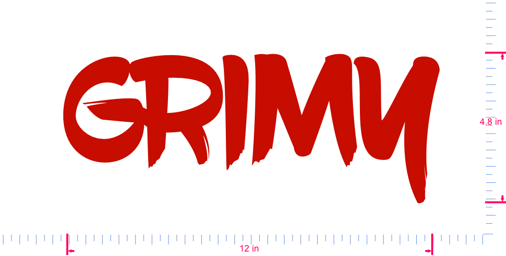 Text Grimy Vinyl individueller Schriftzug Aufkleber/4,8 x 12 in/ Rot /