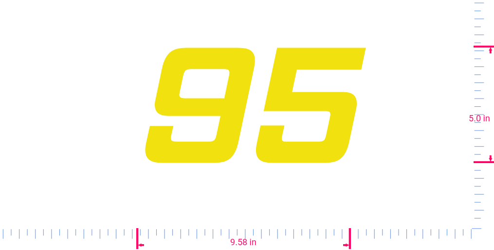 Text 95 Vinyl custom lettering decall/5.0 x 9.58 in/ Yellow /