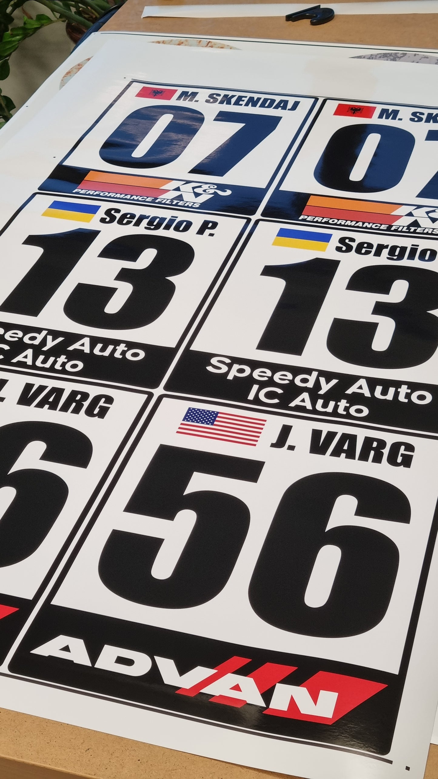 Autocross Custom Track Racing Number Set with Flag Name | Vinyl or Magnet II