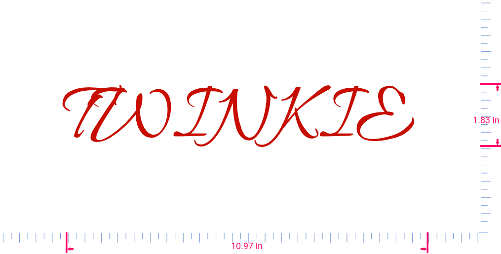 Text TWINKIE Vinyl-Aufkleber mit individuellem Schriftzug/1,83 x 10,97 Zoll/ Rot /