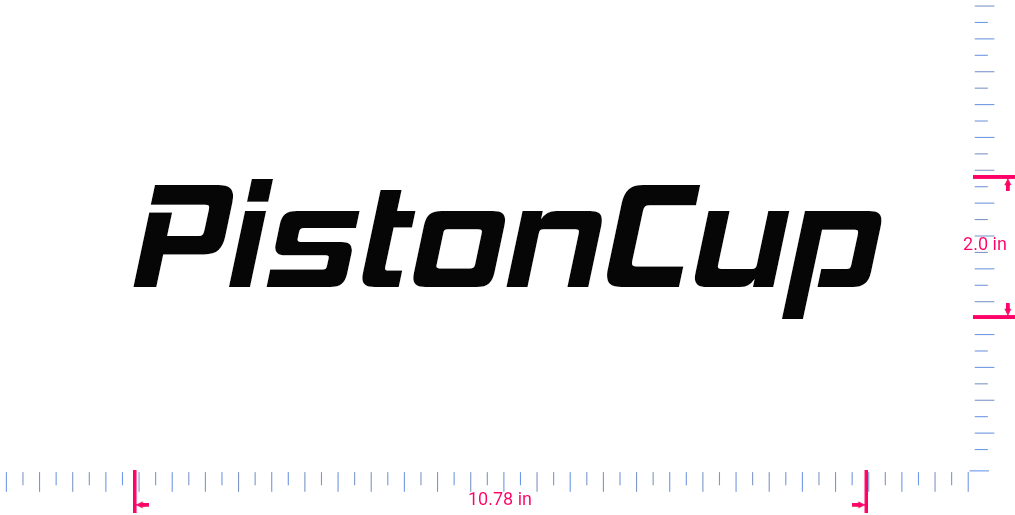 Text PistonCup Vinyl custom lettering decall/2.0 x 10.78 in/ Black /