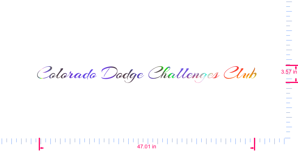 Text Colorado Dodge Challenges Club Vinyl-Aufkleber mit individuellem Schriftzug / 3,57 x 47,01 Zoll / OilSlick Chrome /