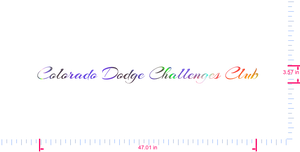 Text Colorado Dodge Challenges Club Vinyl-Aufkleber mit individuellem Schriftzug / 3,57 x 47,01 Zoll / OilSlick Chrome /