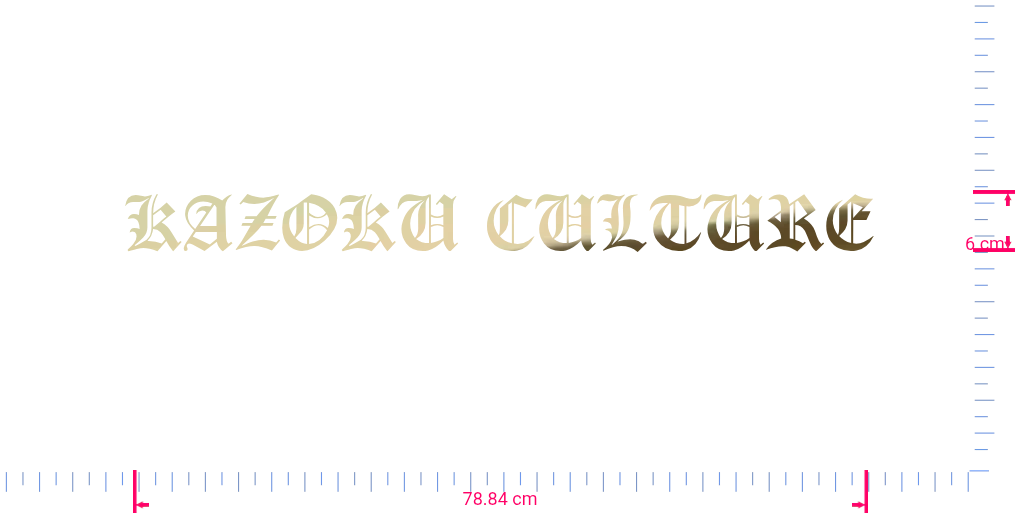 Text KAZOKU CULTURE Vinyl custom lettering decall/6 x 78.84 cm/ Gold Chrome /