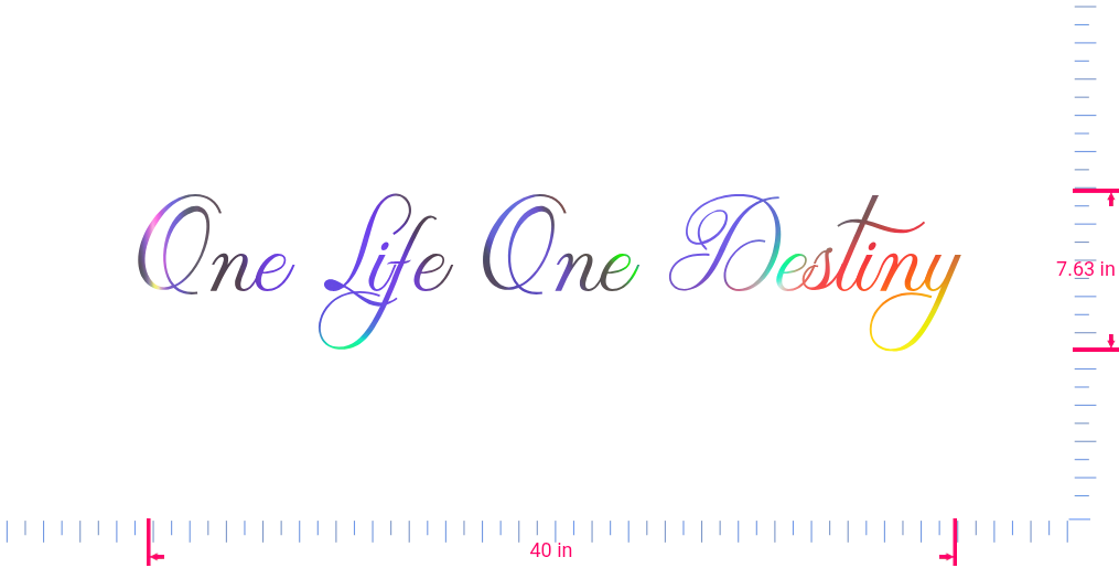 Text „One Life One Destiny“ Vinyl-Aufkleber mit individuellem Schriftzug/7,63 x 40 Zoll/ OilSlick Chrome /