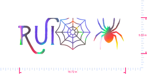 Text RUI🕸️🕷️ Vinyl custom lettering decall/5.55 x 16.72 in/ OilSlick Chrome /