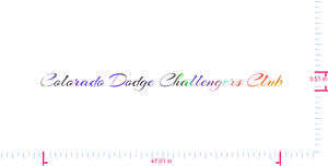 Text Colorado Dodge Challengers Club Vinyl-Aufkleber mit individuellem Schriftzug / 3,51 x 47,01 Zoll / OilSlick Chrome /