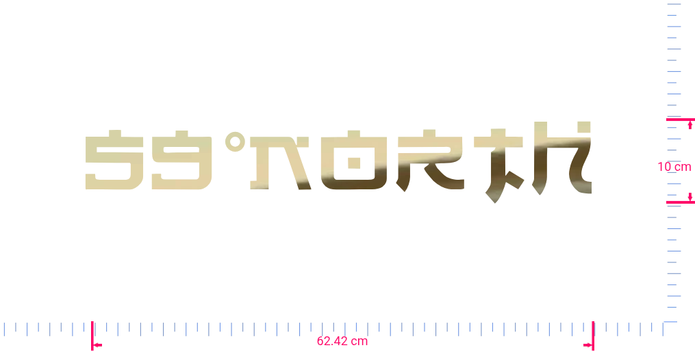 Text 59°NORTH Vinyl-Schriftzug-Aufkleber/10 x 62,42 cm/ Gold Chrom /