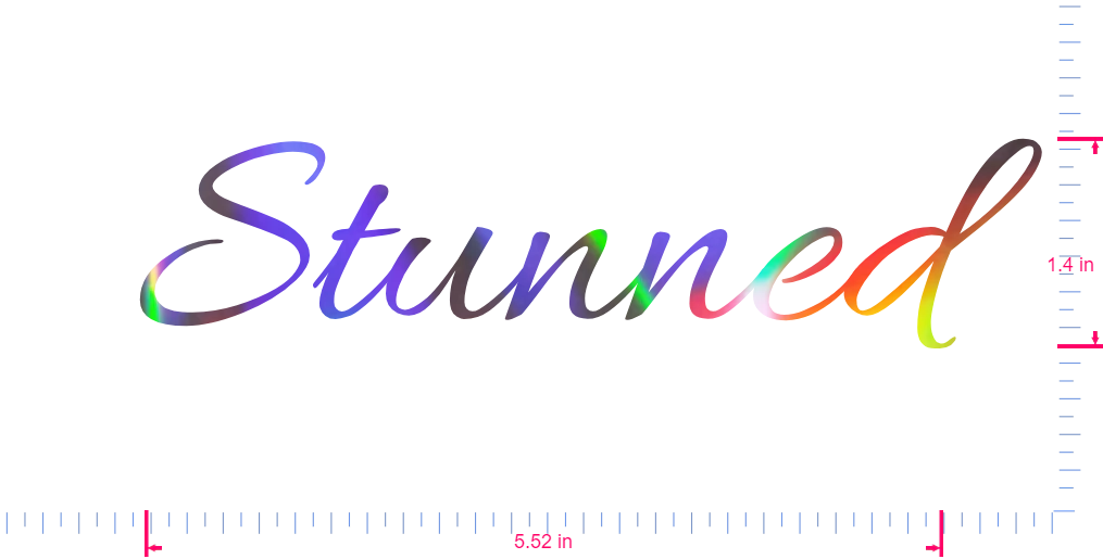Text Stunned Vinyl-Aufkleber mit individuellem Schriftzug/1,4 x 5,52 Zoll/ OilSlick Chrome /