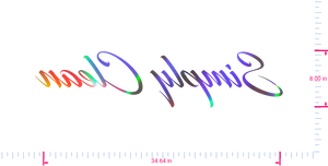 Text Simply Clean Vinyl custom lettering decall/8.00 x 34.64 in/ OilSlick Chrome /
