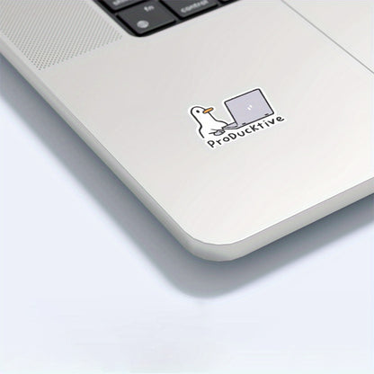Producktive Productive Duck Laptop Sticker - Cute Duck with Laptop Design, Glossy End, Easy Application & Residue-Free Removal, for Macbook, PC, Notebook, Office Desk Decoration - Funny Workspace Decor for Productivity Boost, Notebook Accessory