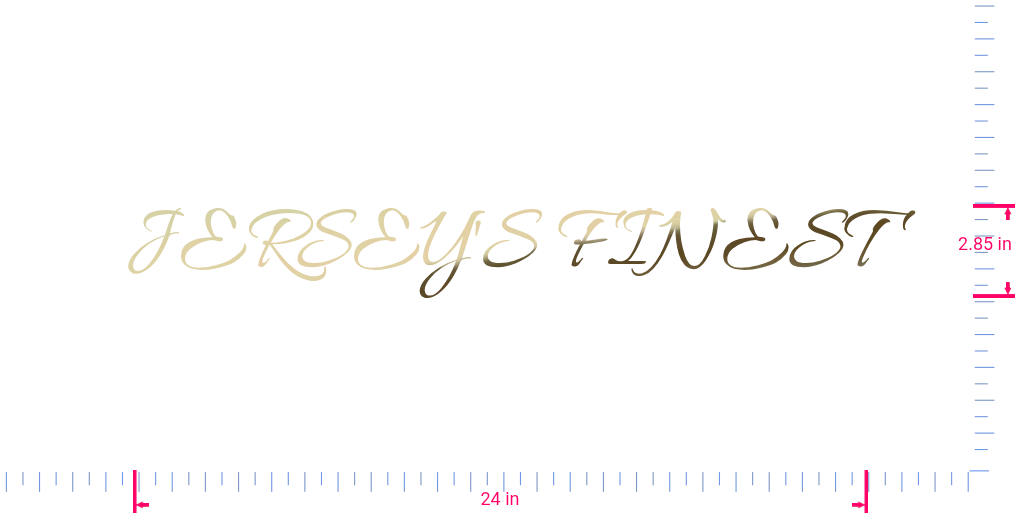 Text JERSEY'S FINEST Vinyl custom lettering decall/2.85 x 24 in/ Gold Chrome /