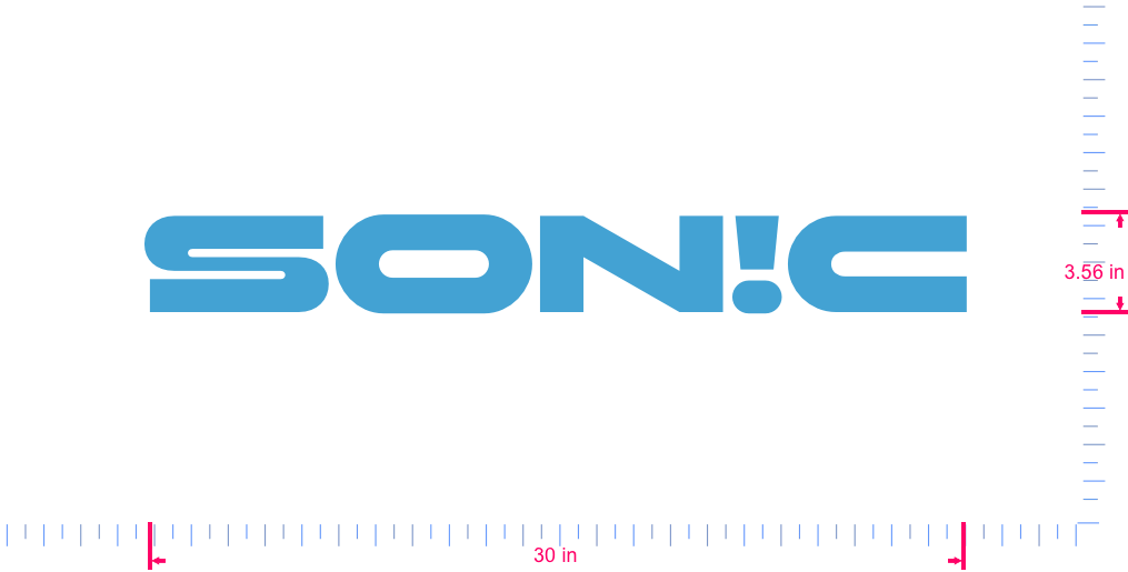 Text SON!C Vinyl custom lettering decall/3.56 x 30 in/ Ice Blue /