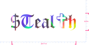 Text $Teal✞h Vinyl custom lettering decall/6.5 x 24.71 in/ OilSlick Chrome /
