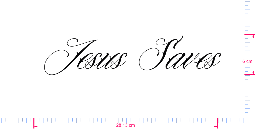 Text Jesus Saves Vinyl-Aufkleber mit individuellem Schriftzug / 6 x 28,13 cm / Schwarz /