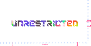 Text Unrestricted Vinyl custom lettering decall/1.01 x 11.46 in/ OilSlick Chrome /