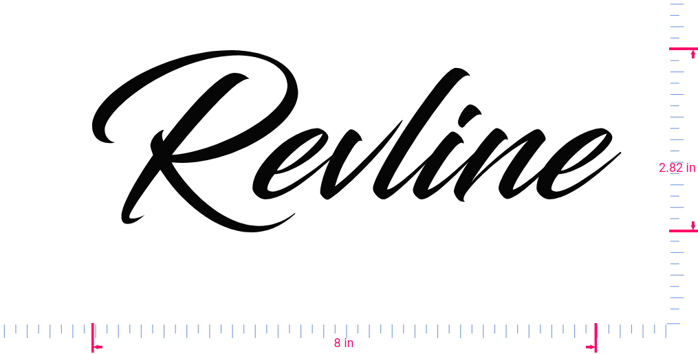 Text Revline Vinyl custom lettering decall/2.82 x 8 in/ Black /