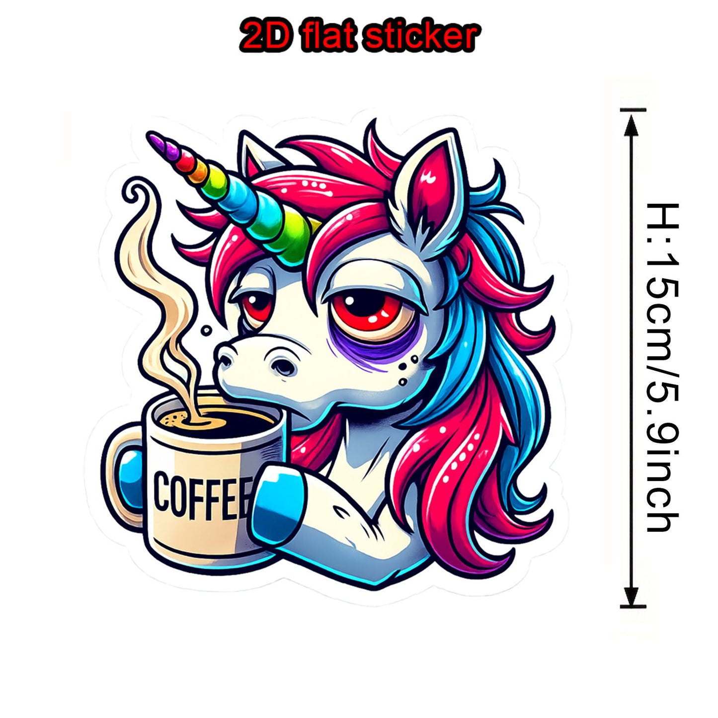 Rainbow Unicorn 'Lazy Coffee Morning' sticker