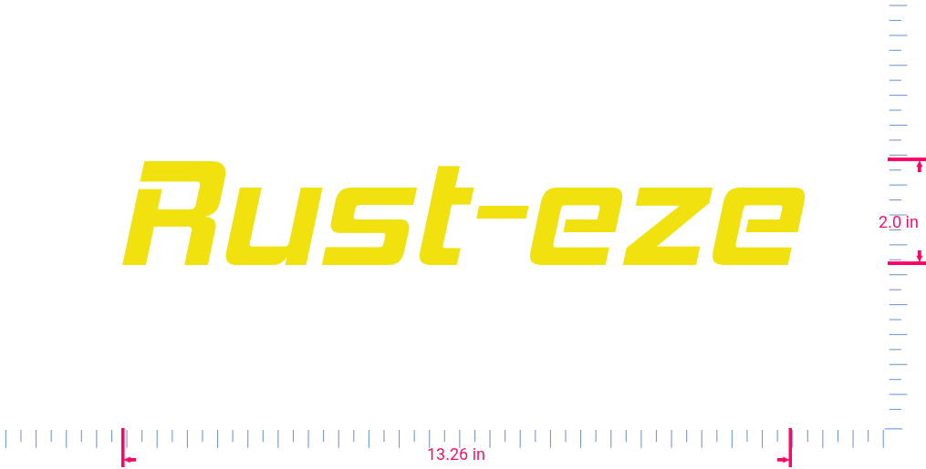 Text Rust-eze Vinyl custom lettering decall/2.0 x 13.26 in/ Yellow /