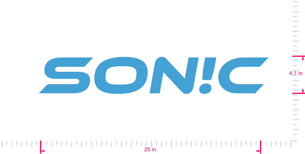 Text SON!C Vinyl custom lettering decall/4.1 x 25 in/ Ice Blue /