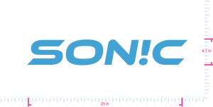 Text SON!C Vinyl custom lettering decall/4.1 x 25 in/ Ice Blue /