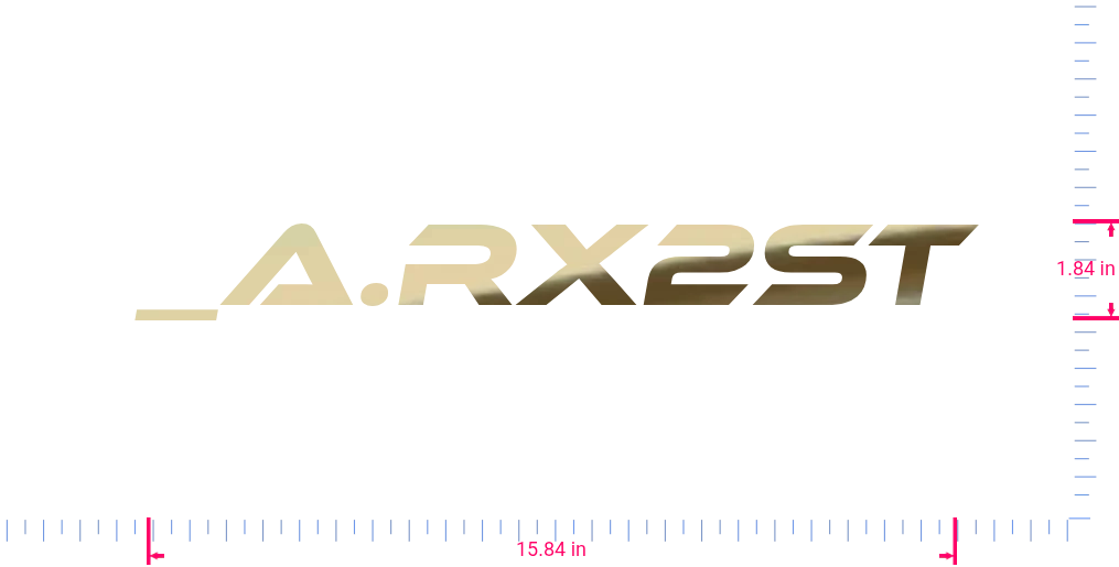 Text _A.Rx2ST Vinyl custom lettering decall/1.84 x 15.84 in/ Gold Chrome /