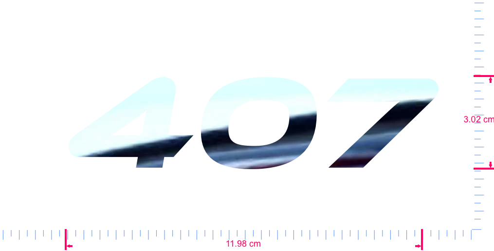 Text 407 Vinyl custom lettering decall/3.02 x 11.98 cm/ Mirror Chrome /