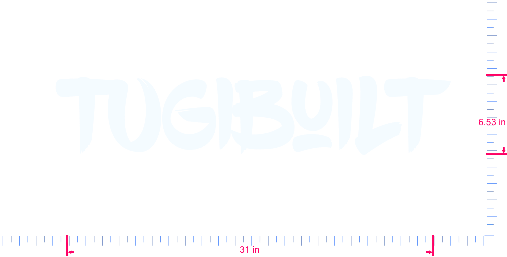Text TUGIBuILT Vinyl custom lettering decall/6.53 x 31 in/ White /